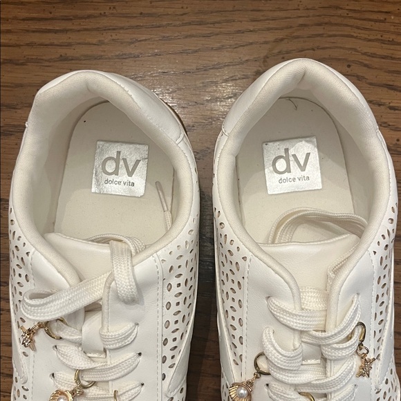 Dolce Vita White Perforated Sneakers with Gold Accents, size 8.5 - Picture 10 of 15